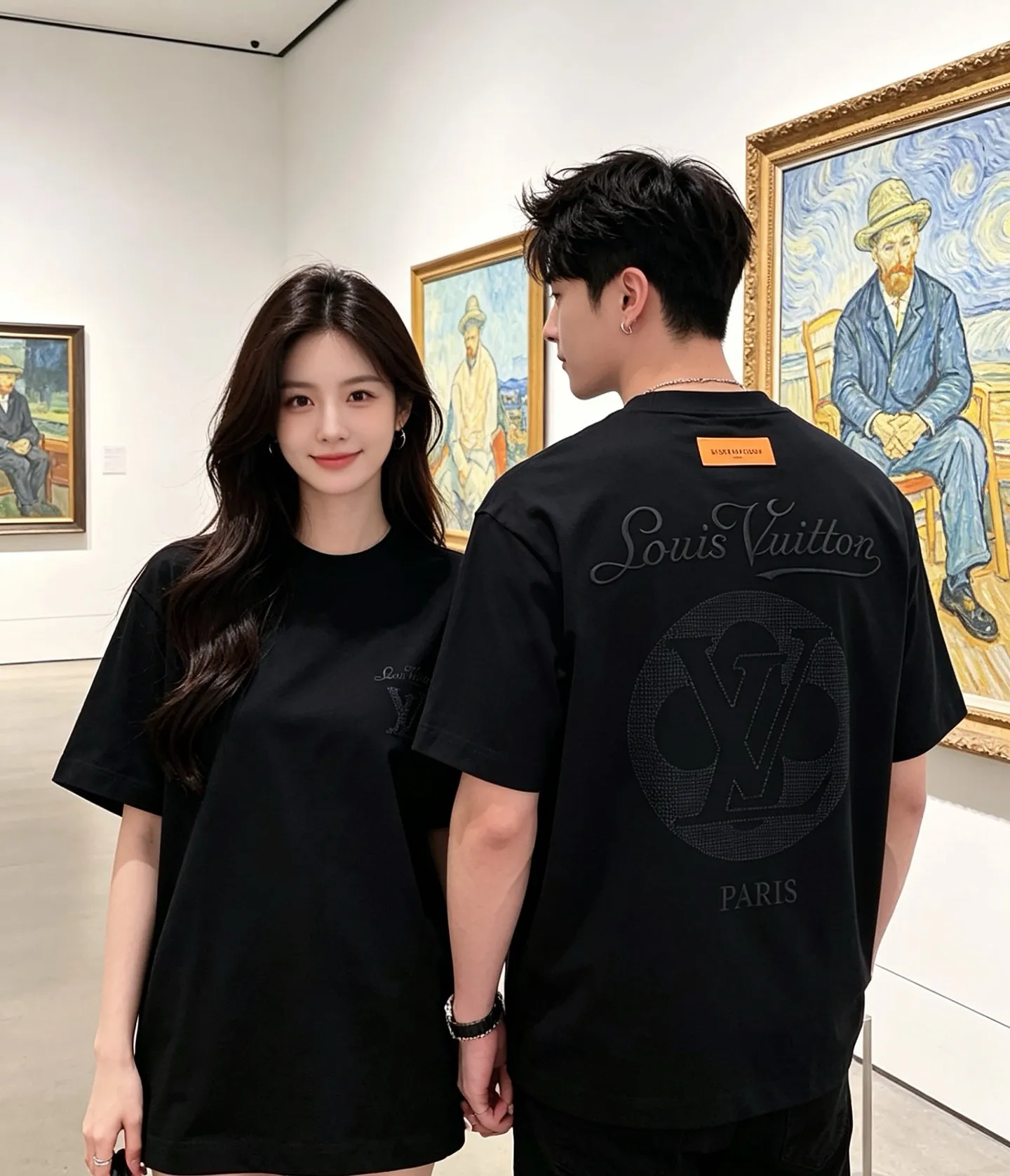 Louis Vuitton/Louis Vuitton hollow tatami embroidered round neck short sleeves on the back
